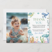 Onder het Zee Schattige Ocean Animals Birthday Pho Bedankkaart (Voorkant)
