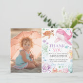 Onder het Zee Schattige Ocean Animals Birthday Pho Bedankkaart (Staand voorkant)