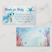 Onder het zee schattige schildpad aqua blauw boek  informatiekaartje (Voorkant / Achterkant)