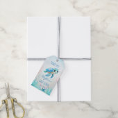 Onder het zee schattige schildpad aqua blauw gunst cadeaulabel (Met Touw)