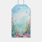 Onder het zee schattige schildpad aqua blauw gunst cadeaulabel (Achterkant)