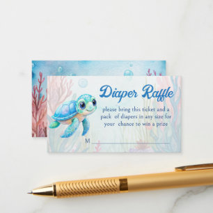 Onder het zee schattige schildpad aqua blue luier  informatiekaartje