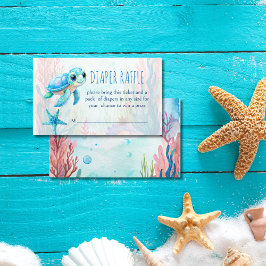 Onder het zee schattige schildpad aqua blue luier  informatiekaartje