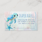 Onder het zee schattige schildpad aqua blue luier  informatiekaartje (Voorkant)