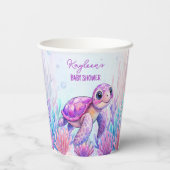Onder het zee schattige schildpad paarse roze baby papieren bekers (Achterkant)
