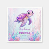 Onder het zee schattige schildpad paarse roze baby servet (Voorkant)