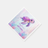 Onder het zee schattige schildpad paarse roze baby servet (Hoek)