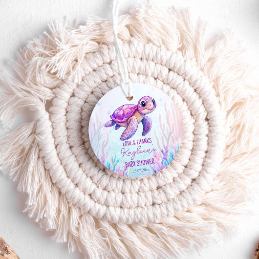 Onder het zee schattige schildpad roze baby shower bedankjes labels