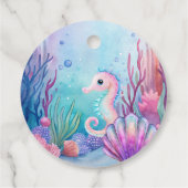 Onder het zee schattige schildpad roze baby shower bedankjes labels (Achterkant)