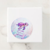 Onder het zee schattige schildpad roze baby shower bedankjes labels (In situ)