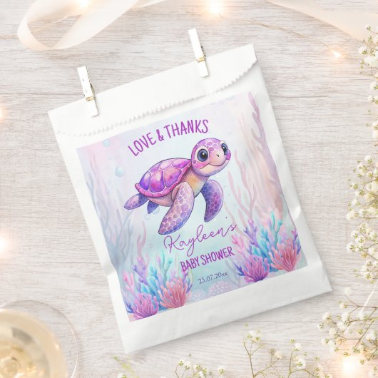 Onder het zee schattige schildpad roze baby shower bedankzakje (Geknipt)
