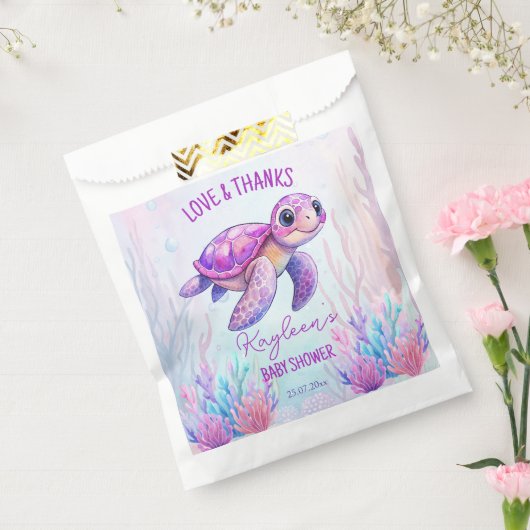 Onder het zee schattige schildpad roze baby shower bedankzakje (Gezegeld)