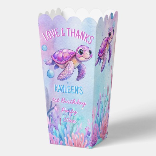 Onder het zee schattige schildpad roze paarse verj bedankdoosjes (Voorkant)