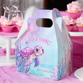 Onder het zee schattige schildpad roze paarse verj bedankdoosjes