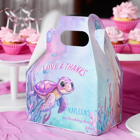 Onder het zee schattige schildpad roze paarse verj bedankdoosjes