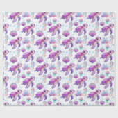 Onder het zee schattige schildpad roze paarse verj cadeaupapier (Vlak)