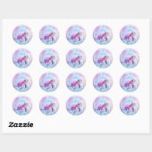 Onder het zee schattige schildpad roze paarse verj ronde sticker (Vel)