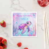 Onder het zee schattige schildpad roze paarse verj servet (Insitu)