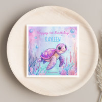 Onder het zee schattige schildpad roze paarse verj