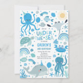 Onder het Zee Schattige Zee Creatures Birthday Par Kaart (Voorkant)