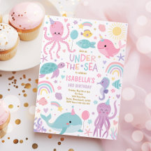 Onder het Zee Schattige Zee Creatures Birthday Par