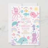 Onder het Zee Schattige Zee Creatures Birthday Par Kaart (Voorkant)