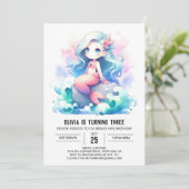 Onder het Zee Schattige Zeemeerminverjaardag Kaart (Staand voorkant)