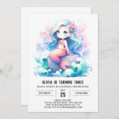 Onder het Zee Schattige Zeemeerminverjaardag Kaart (Voorkant / Achterkant)