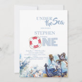 Onder het Zee Schattigee Kinder 1e Verjaardagsfees Kaart (Voorkant)