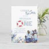 Onder het Zee Schattigee Kinder 1e Verjaardagsfees Kaart (Staand voorkant)