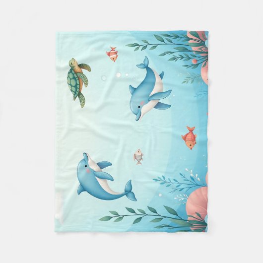 Onder het Zee Schattigee Kinderen Fleece Deken (Voorkant)