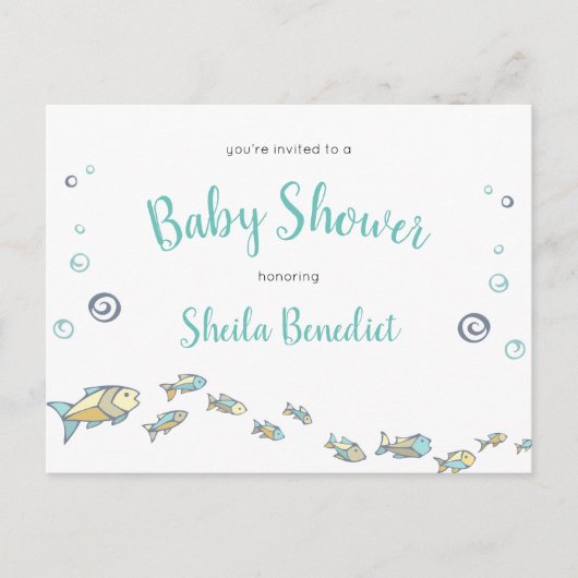 Onder het Zee Schattigee Oceaan Baby shower Invita Briefkaart (Voorkant)