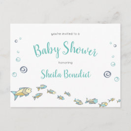 Onder het Zee Schattigee Oceaan Baby shower Invita Briefkaart
