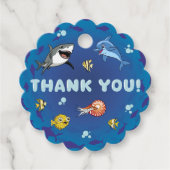 Onder het Zee Schattigee Oceaan Dieren Cartoon Dan Bedankjes Labels (Voorkant)