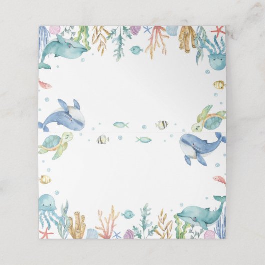 Onder het Zee Schattigee Oceaan Dieren Food Place Plaatskaartje (Buitenkant ongevouwen)