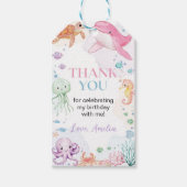 Onder het Zee Schattigee Oceaan Dieren Verjaardag  Cadeaulabel (Voorkant)