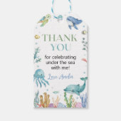 Onder het Zee Schattigee Oceaan Dieren Verjaardag Cadeaulabel (Voorkant)
