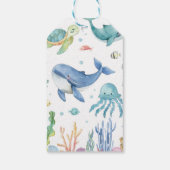 Onder het Zee Schattigee Oceaan Dieren Verjaardag Cadeaulabel (Achterkant)