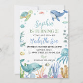 Onder het Zee Schattigee Oceaan Dieren Verjaardag Kaart (Voorkant)