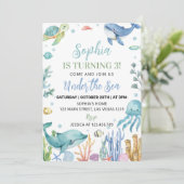 Onder het Zee Schattigee Oceaan Dieren Verjaardag Kaart (Staand voorkant)