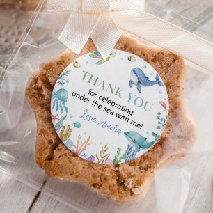 Onder het Zee Schattigee Oceaan Dieren Verjaardag Ronde Sticker