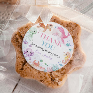 Onder het Zee Schattigee Oceaan Dieren Verjaardag Ronde Sticker