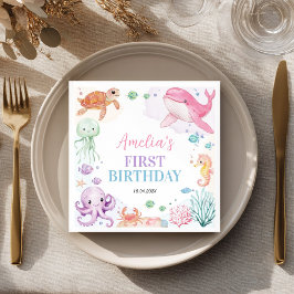 Onder het Zee Schattigee Oceaan Dieren Verjaardag  Servet