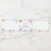 Onder het Zee Schattigee Oceaan Dieren Verjaardag Waterfles Etiket (Enkel label)