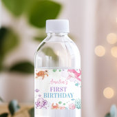 Onder het Zee Schattigee Oceaan Dieren Verjaardag Waterfles Etiket