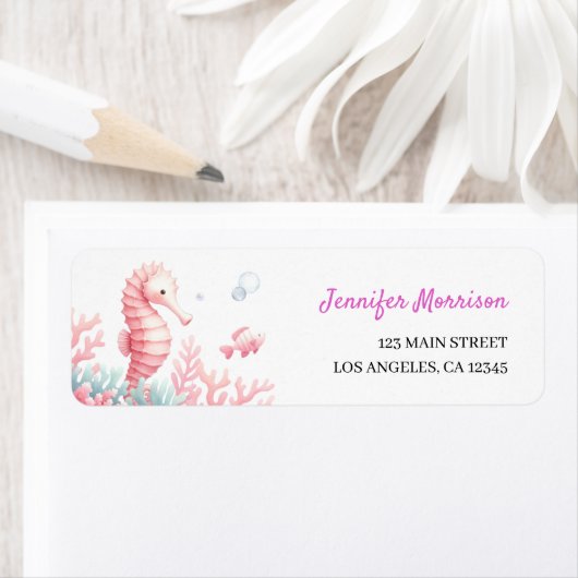 Onder het Zee Schattigee Ocean Pink Girl Adreslabe Etiket (Insitu)