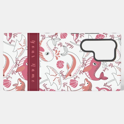 Onder het Zee Schattigee zeedieren Patroon Print Samsung Galaxy Hoesje (Achterkant horizontaal)