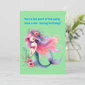 Onder het Zee Schattigee Zeemeermin Verjaardag Wen Kaart (Staand voorkant)