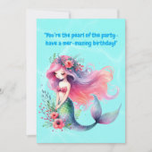 Onder het Zee Schattigee Zeemeermin Verjaardag Wen Kaart (Voorkant)