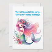 Onder het Zee Schattigee Zeemeermin Verjaardag Wen Kaart (Voorkant)